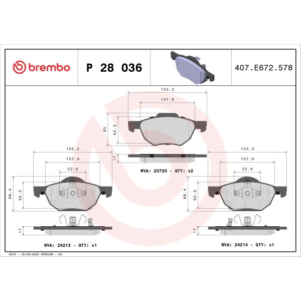 Brembo P28036 Brake Pads Set