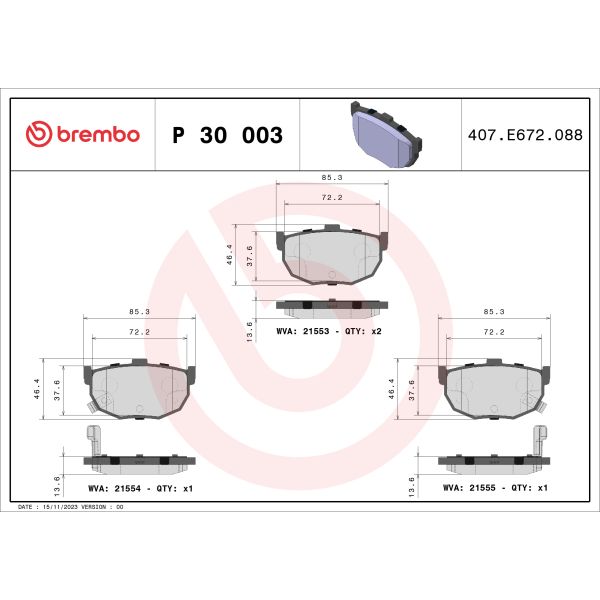 Brembo P30003 Brake Pads Set