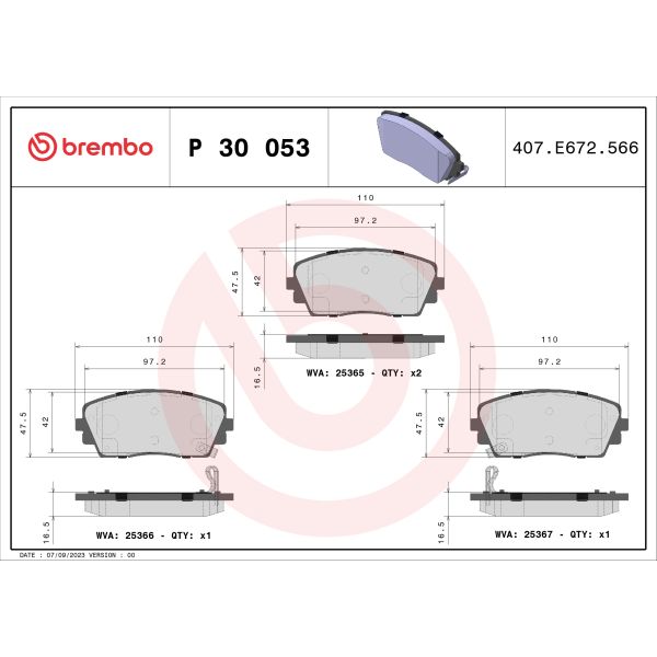 Brembo P30053 Brake Pads Set