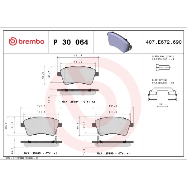 Brembo P30064 Brake Pads Set
