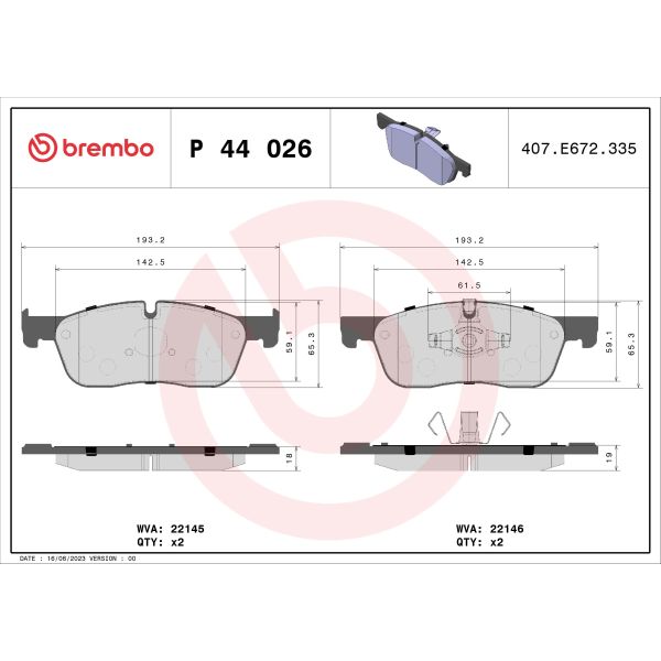 Brembo P44026 Brake Pads Set