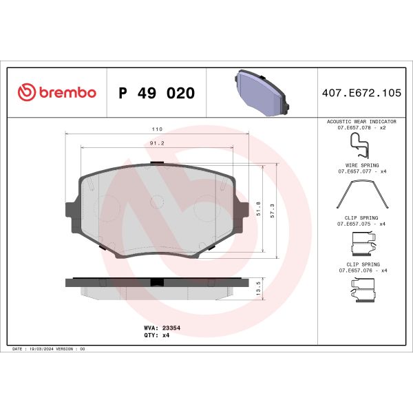 Brembo P49020 Brake Pads Set