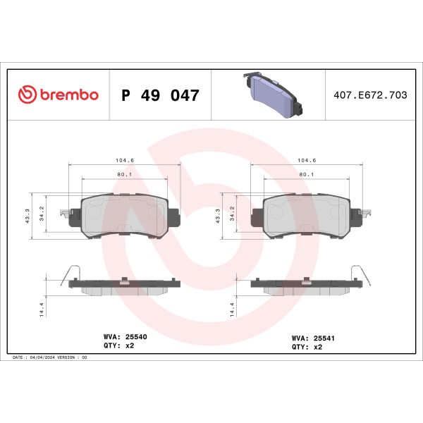 Brembo P49047 Brake Pads Set