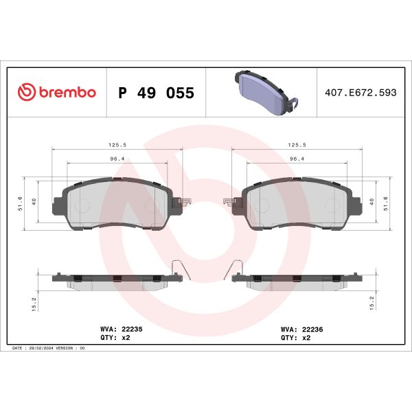 Brembo P49055 Brake Pads Set