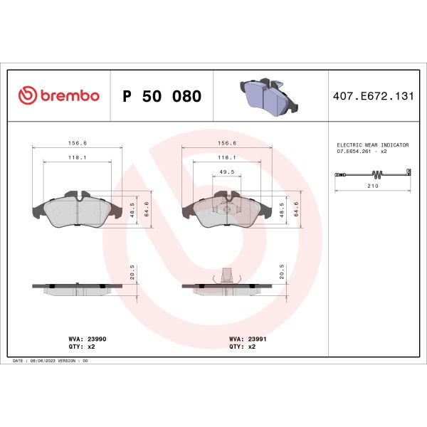 Brembo P50080 Brake Pads Set