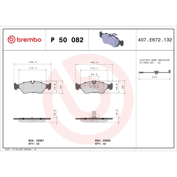Brembo P50082 Brake Pads Set
