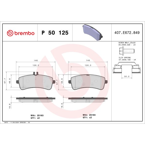 Brembo P50125 Brake Pads Set