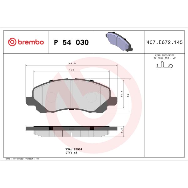 Brembo P54030 Brake Pads Set