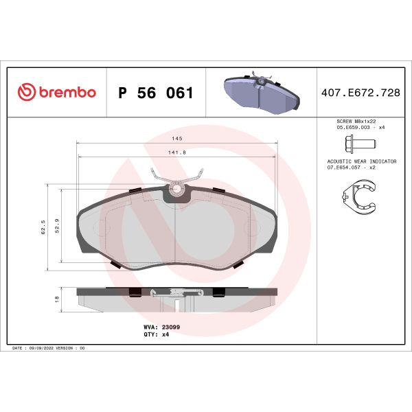 Brembo P56061 Brake Pads Set