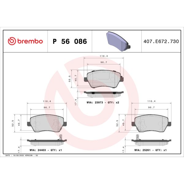 Brembo P56086 Brake Pads Set