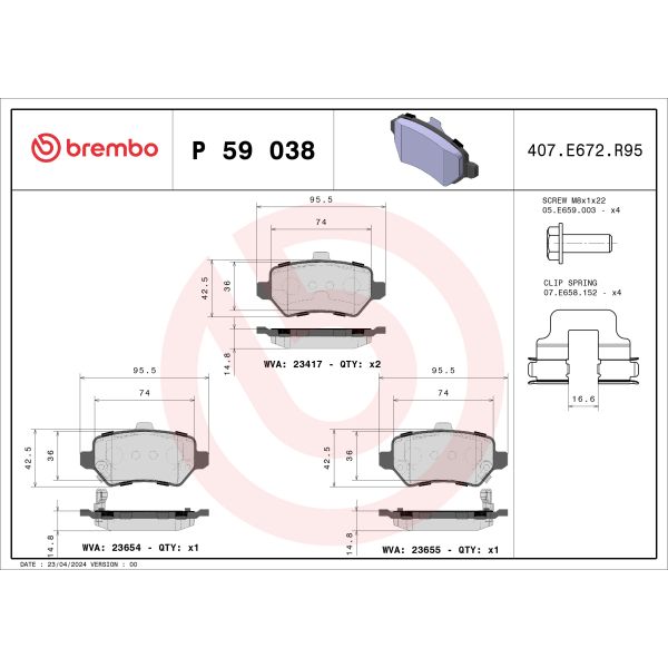 Brembo P59038 Brake Pads Set