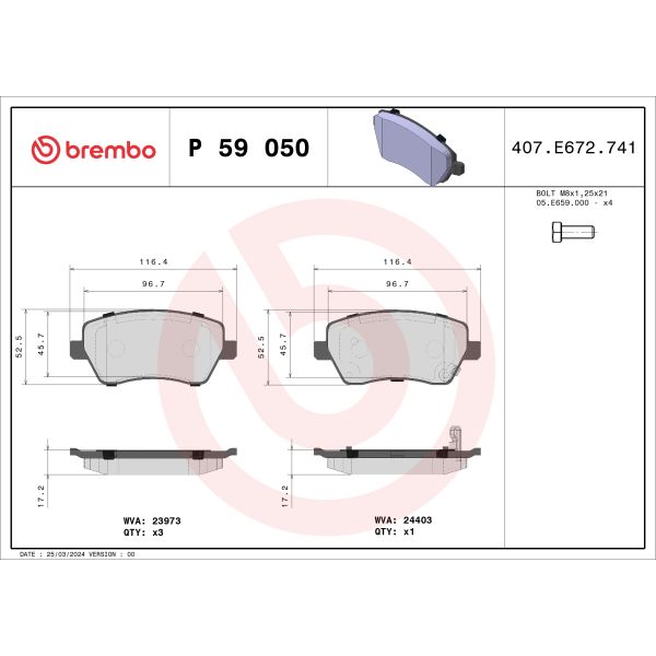 Brembo P59050 Brake Pads Set