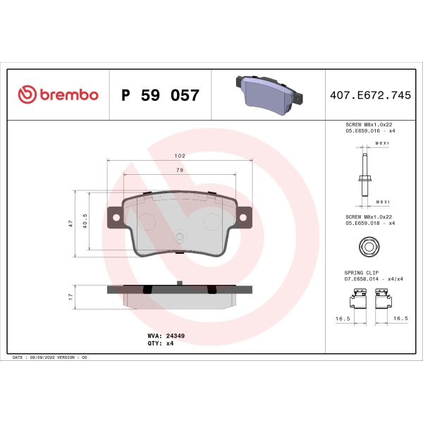 Brembo P59057 Brake Pads Set