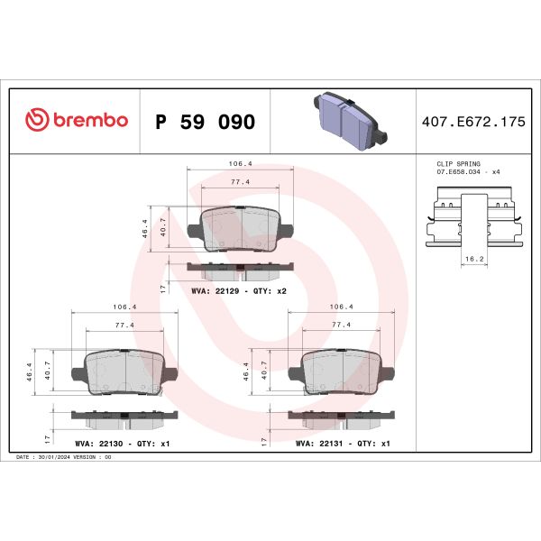 Brembo P59090 Brake Pads Set