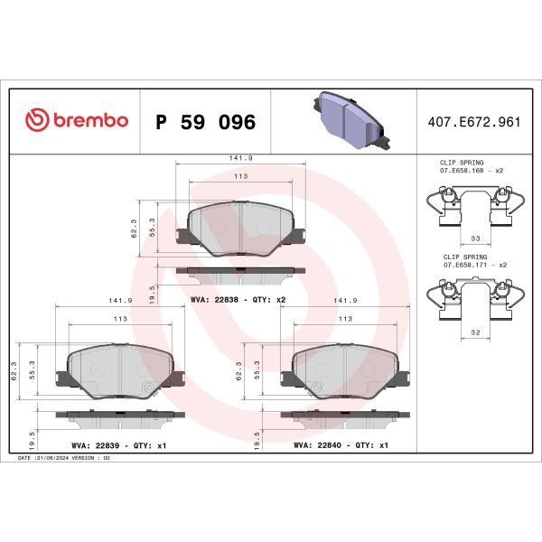 Brembo P59096 Brake Pads Set