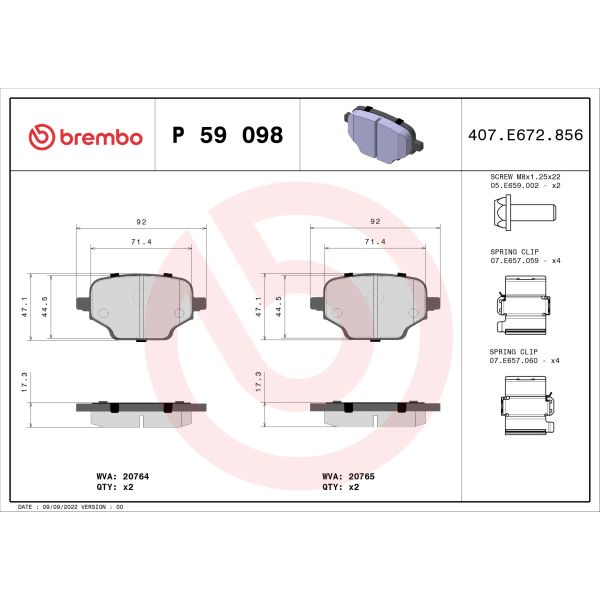 Brembo P59098 Brake Pads Set