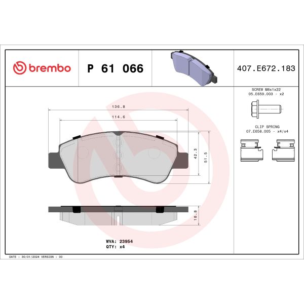 Brembo P61066X Brake Pads Set
