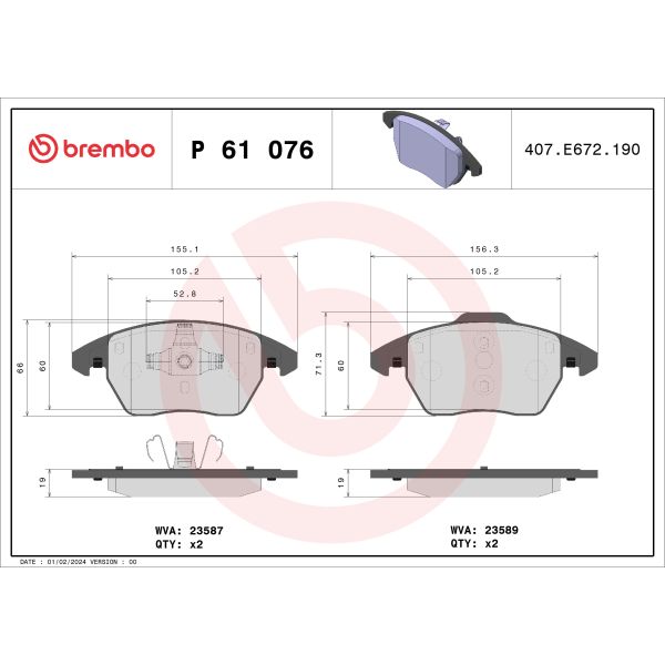 Brembo P61076 Brake Pads Set