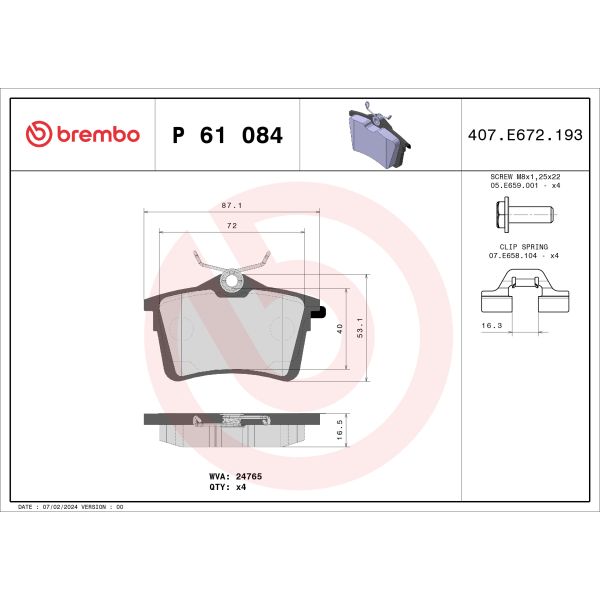 Brembo P61084 Brake Pads Set