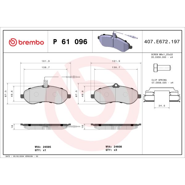 Brembo P61096 Brake Pads Set