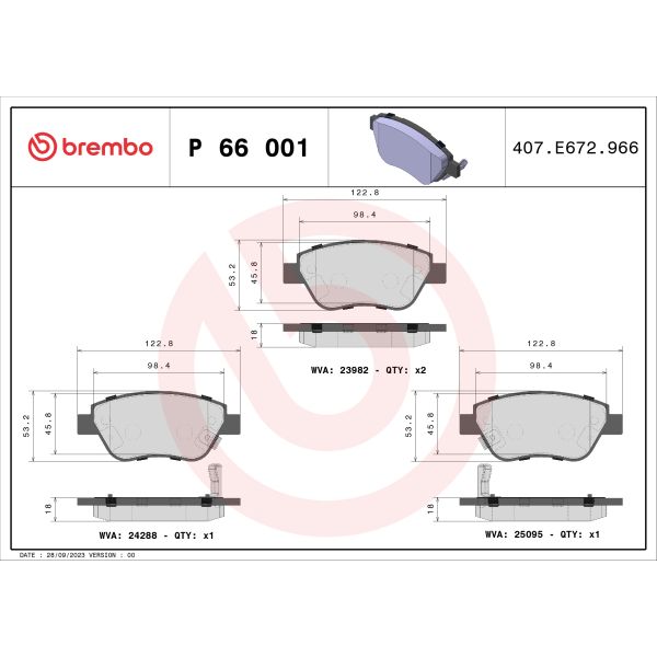 Brembo P66001 Brake Pads Set