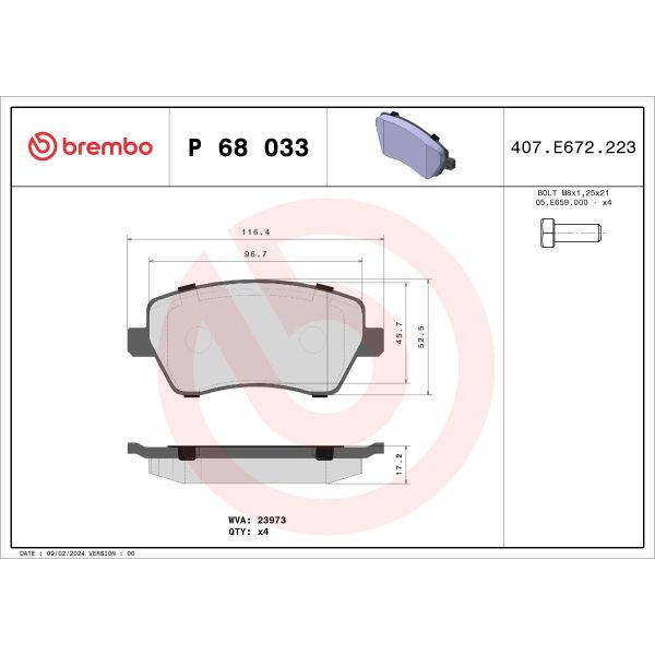 Brembo P68033X Brake Pads Set