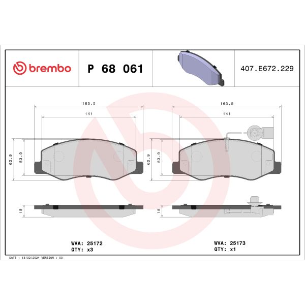 Brembo P68061 Brake Pads Set