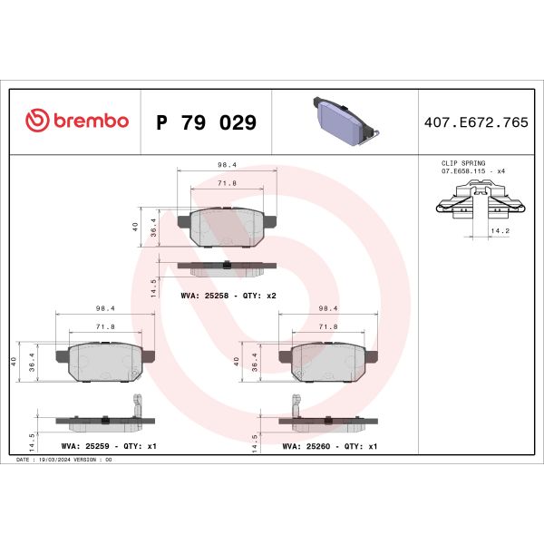 Brembo P79029 Brake Pads Set