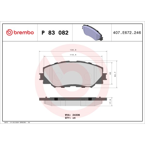 Brembo P83082 Brake Pads Set