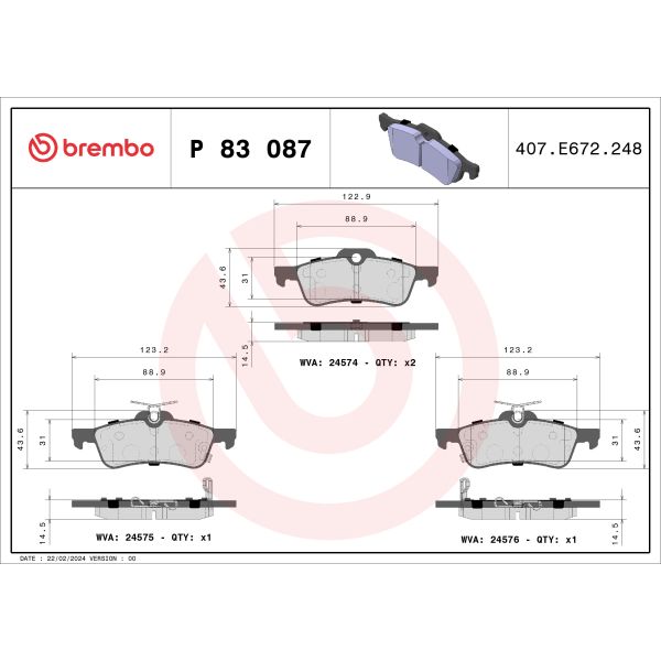 Brembo P83087 Brake Pads Set
