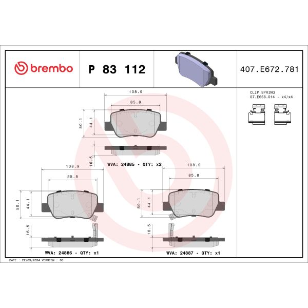Brembo P83112 Brake Pads Set