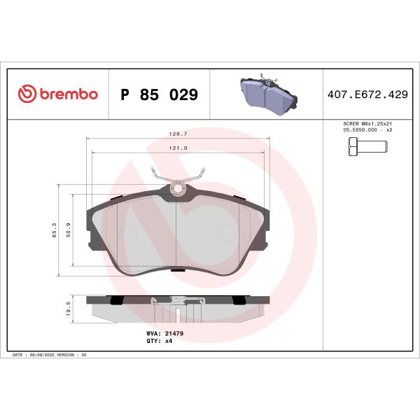 Brembo P85029 Brake Pads Set