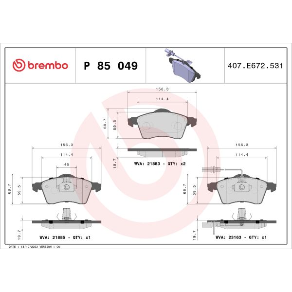 Brembo P85049 Brake Pads Set