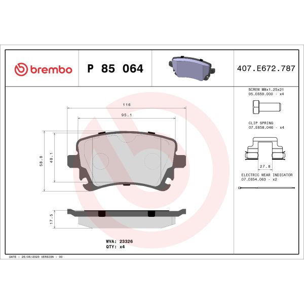 Brembo P85064 Brake Pads Set