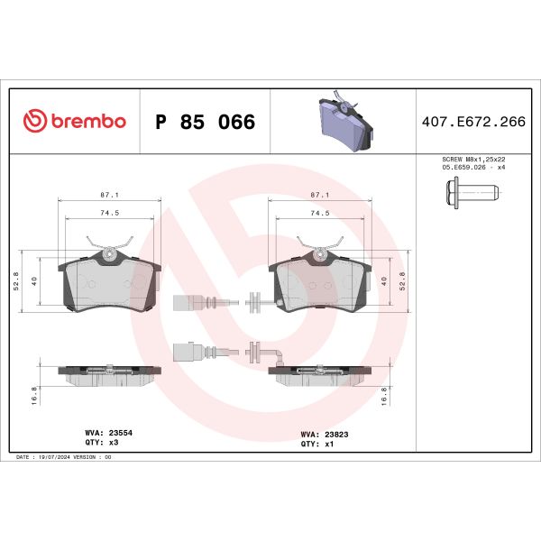 Brembo P85066 Brake Pads Set