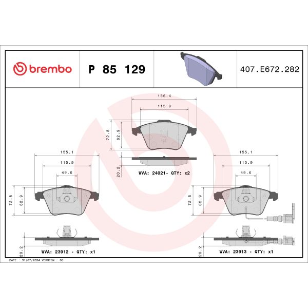 Brembo P85129 Brake Pads Set