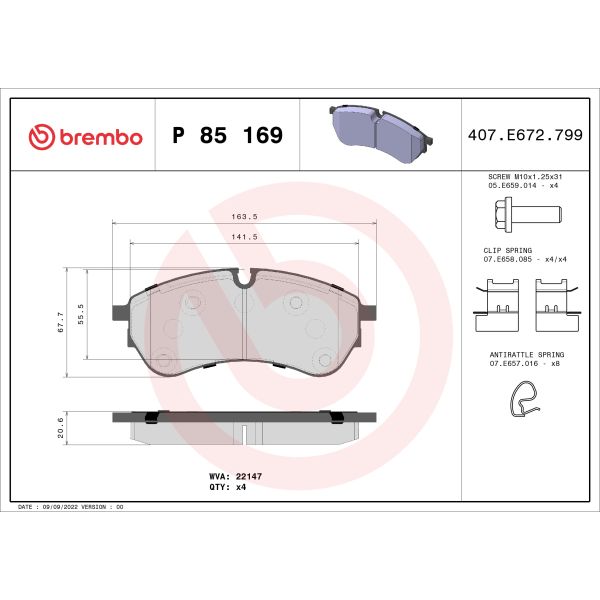 Brembo P85169 Brake Pads Set