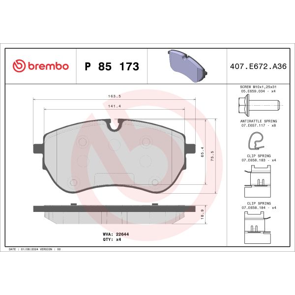 Brembo P85173 Brake Pads Set