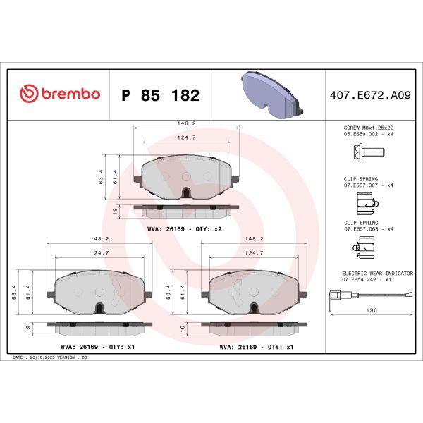 Brembo P85182 Brake Pads Set