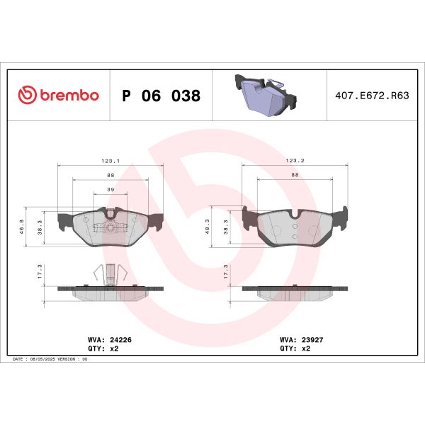 Brembo P06038X Brake Pads Set