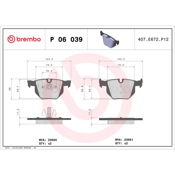 Brembo P06039 Brake Pads Set
