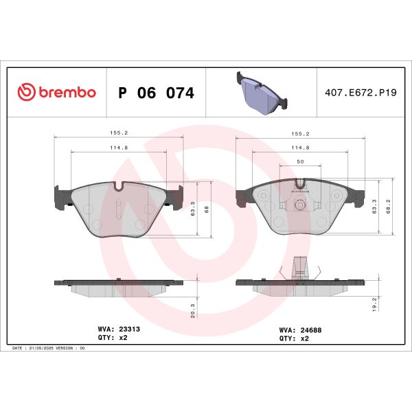 Brembo P06074 Brake Pads Set