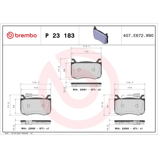 Brembo P23183 Brake Pads Set