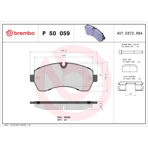 Brembo P50059 Brake Pads Set