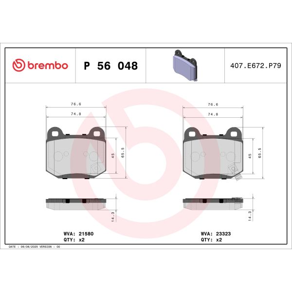 Brembo P56048 Brake Pads Set