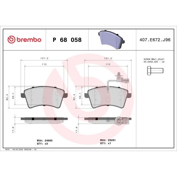Brembo P68058 Brake Pads Set