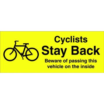 Castle V583 Cyclists Stay Back Beware Sticker