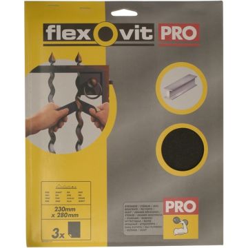 Flexovit 63642526306 Fine Emery Sheets 3 Pack