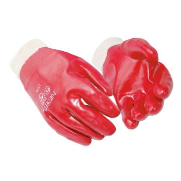 Portwest A400RERL Pk12 Red Pvc Knitwrist Glove L X12