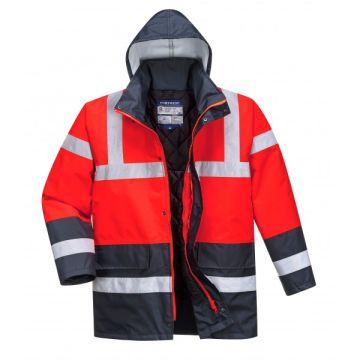 Portwest S466RNRL 536 Red Hivis Contrast Traff Jacket Lrg